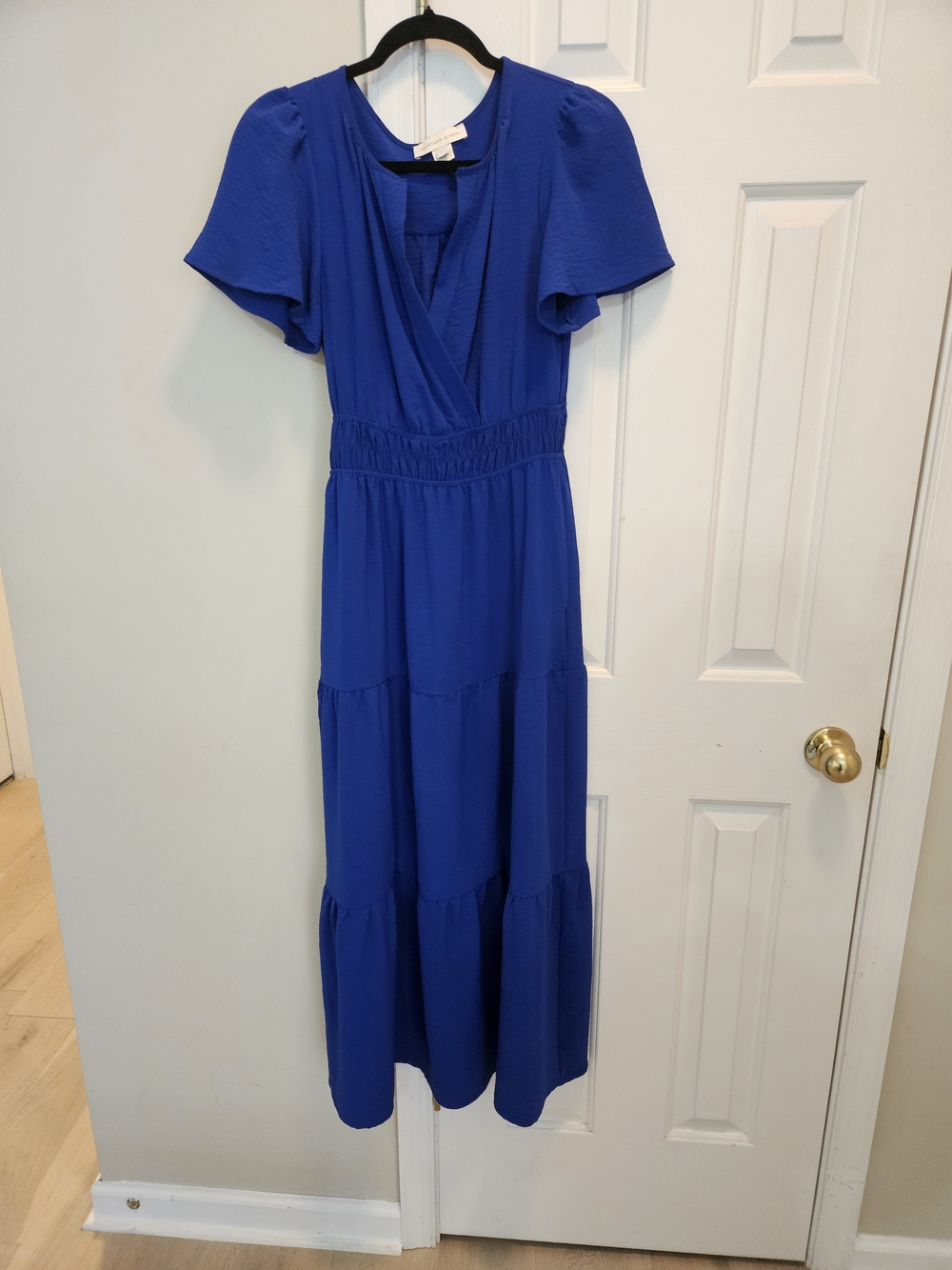 Women's Royal Blue Tiered Maxi Dress with Smocked Waist